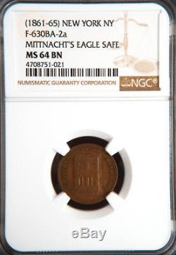 Civil War Patriotic Token, Mittnacht's Eagle Safe, NY 630B-2a MS64 NGC R2