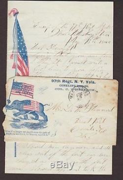Civil War Peterburg, Va 1864 97th NY Patriotic Cover + HORRIBLE RACIST LETTER