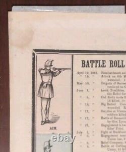 Civil War Print HH Lloyd Military Compend Broadside 1862 Battle Roll Rebellion