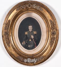 Civil War Salted Paper Photograph of a New York Volunteer Original Gilt Frame