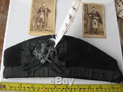 Civil War Scottish Glengarry Hat & thistle & two Civil War CDV's 70th 79th NY