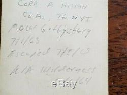 Civil War Soldier CDV Image ID'd A Hilton POW Gettysburg 97th NY KIA Wilderness