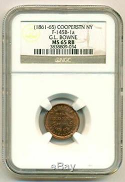 Civil War Token (1861-65) Cooperstown NY G L Bowne F-145B-1a R3 MS65 RB NGC