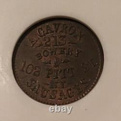 Civil War Token 1863 New York NY A Gavron F-630AB-1a R7 MS63 RB NGC Toned