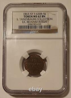 Civil War Token 1863 New York NY Cafe Autenrieth F-630B-5a R7 MS62 BN NGC