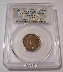 Civil War Token 1863 New York NY Monk's Metal Signs F-630BB-14a R6 MS63 RB PCGS