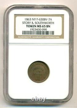 Civil War Token 1863 New York Story & Southworth F-630BV-7a R3 MS65 BN NGC