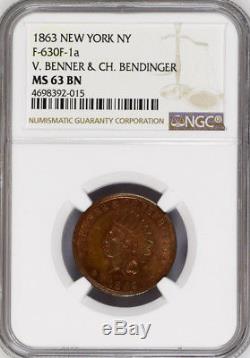 Civil War Token Benner & Bendinger, Wine Bottle, NY, MS63 BN, Roloff, 630F-1a
