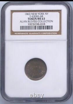 Civil War Token New York NY G Parsons Fireworks F-630BE-6B R9 NGC MS63 pc57