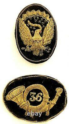 Civil War US Velvet Hardee Hat Insignia Patch Embroidered Eagle 36th NY id