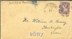 Civil War USS Canandaigua, New York, NY to Burlington, IA 1863 withLetter (N7286)