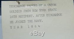 Civil War Union Soldier Discharge Paper Photograph Medal New York 16th Regiment