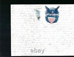 Civil War Union Soldier Letter, Patriotic Sheet, Soldier Art, G W Wood, 72n NY 6