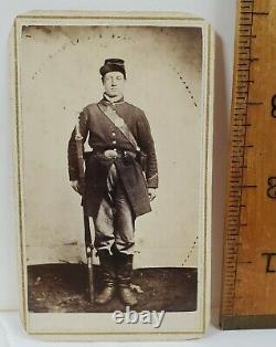 Civil War Union Soldier with Rifle, Cartridge Box, Kepi CDV Photo Owego NY #2