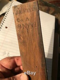 Civil War Walnut Cribbage Board Carved J. A. Kelly Co. A 9 NY VI Hawkins Zouaves