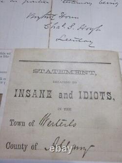 Dr. Charles S. Hoyt NY Signed 1872 Civil War Surgeon INSANE IDIOT ASYLUM Pioneer