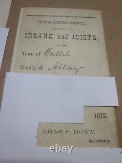 Dr. Charles S. Hoyt NY Signed 1872 Civil War Surgeon INSANE IDIOT ASYLUM Pioneer