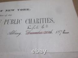 Dr. Charles S. Hoyt NY Signed 1872 Civil War Surgeon INSANE IDIOT ASYLUM Pioneer