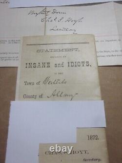 Dr. Charles S. Hoyt NY Signed 1872 Civil War Surgeon INSANE IDIOT ASYLUM Pioneer