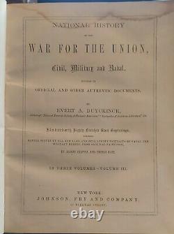 Duyckinck's History of The War for The Union 3 Volumes 1861 Good Condition