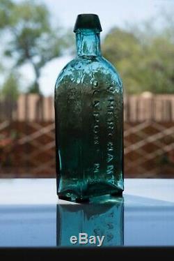 Early Teal G. W. MERCHANT LOCKPORT. N. Y. Civil War Era Bottle