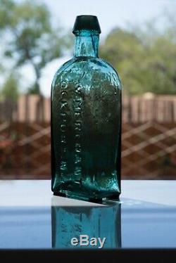 Early Teal G. W. MERCHANT LOCKPORT. N. Y. Civil War Era Bottle