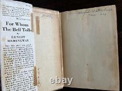 Ernest Hemingway 1st Edition For Whom the Bell Tolls with Dust Jacket 1940
