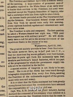 FORT SUMTER APRIL 14 1861 SURRENDERED CSA CIVIL WAR NY HERALD newspaper ORIGINAL