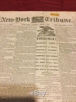 Fall Of Richmond Civil War April 4, 1865 New York Tribune Newspaper