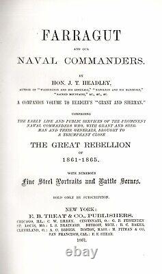 Farragut And Our Naval Commanderrs by Hon. J. T. Headley, 1867, first, 1/2 Calf