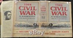 Foote, Shelby. The Civil War, A Narrative in 3 Vols. First Eds, Vol 1 Signed