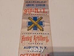 GAR Union Civil War Veteran Ribbon 9th NY Heavy Artillery Reunion 1890 Auburn NY