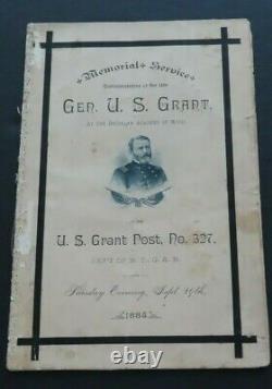GENERAL U. S. GRANT 1885 Memorial Service Program N. Y. G. A. R. Civil War