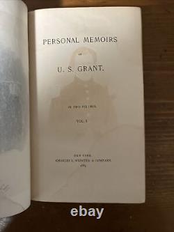 Gorgeous 1885 Personal Memoirs Of U. S. Grant 2 Vol Set Fine Binding