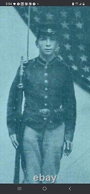 Great CDV of armed and equipped soldier likely of Co. H, 121st NY or 34th NY