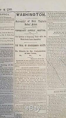 HISTORIC May 9, 1865 The New York Herald Newspaper (Civil War Official End Date)