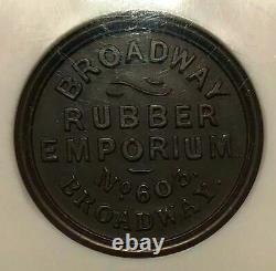 Hard Rubber Civil War Token Broadway Rubber Emporium NY630Ka-1h R-8 NGC MS-64