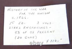 History of the War of the Union 3 Vol. Civil Military Naval E. A. Duyckinck 1866