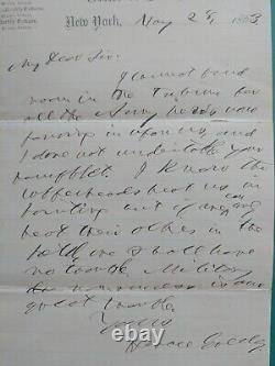Horace Greeley Autograph Letter 5/28/1863 CIVIL War New York Tribune Copperheads