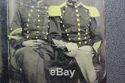 Incredible Civil War Era New York Tintype of Two Militia Men Killer Hand Tinted