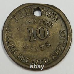 JJ BENSON Rifle Company Co. New York Civil War 10 Cents Sutler Token #50764