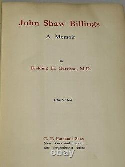 John Shaw Billings, A Memoir 1915 Signed Doc. By Civil War Surgeon Rare