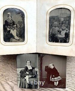 LOADED with 35 TINTYPE PHOTOS Album 1860 -70 Civil War NY & NH Worrall & Holstein