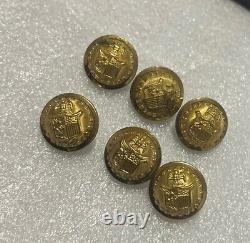 Lot Of 6 Civil War New York Excelsior Buttons Brass Dome Scovill Waterbury