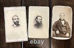 Lot of 3 1860s cdvs of men one with big beard boston and new york photographers