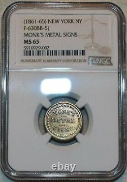NGC MS-65 Monk's Metal Signs German Silver Civil War Token, NY-630BB-5j, R-9