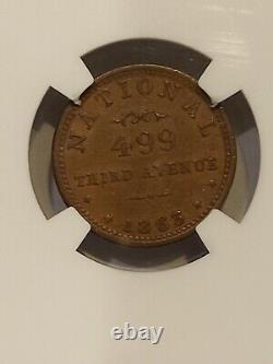 NGC MS63 BN 1863 NY, New York City B. MALONEY Civil War Token 630AU-1a