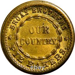 New York, 1863 Broas Pie Baker Our Country Brass Civil War Token (0154)