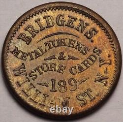 New York City Bridgens Civil War Store Card Token NY 630J-4b R. 8 Die Sinker