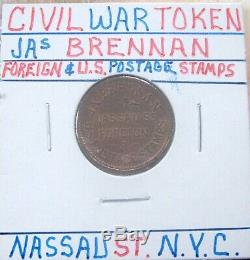 New York City Civil War Token Jas Brennan Stamp Dealer with General G B McClellan